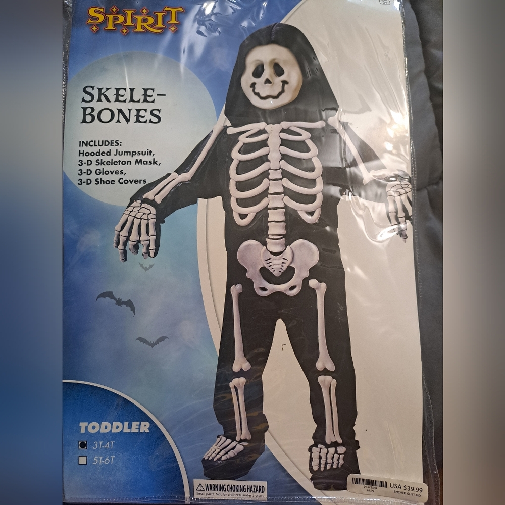 Spirit Toddler Skele-Bones Black and White Skeleton Costume